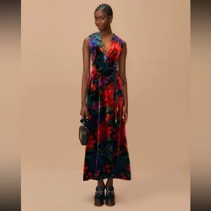 FARM RIO Black Flower Season Maxi Wrap Dress